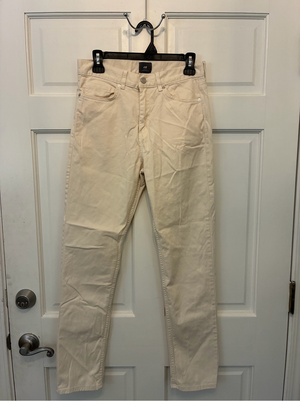 H&M Cream Straight-Leg Chinos